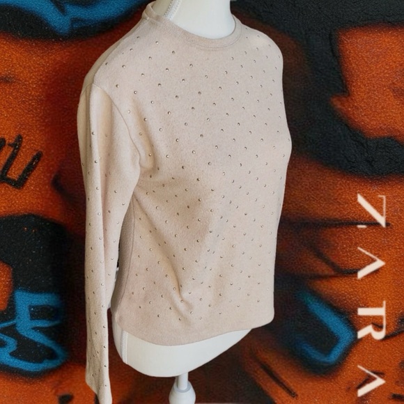 Zara Beige Women's Crew Neck Sweater - Picture 3 of 10